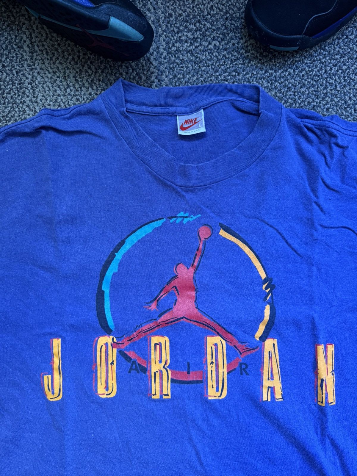 Jordan Brand Vintage 1993 Nike Jordan 8 Aqua Promo Shirt Tee OG Grey Tag Size US L / EU 52-54 / 3 - 2 Thumbnail