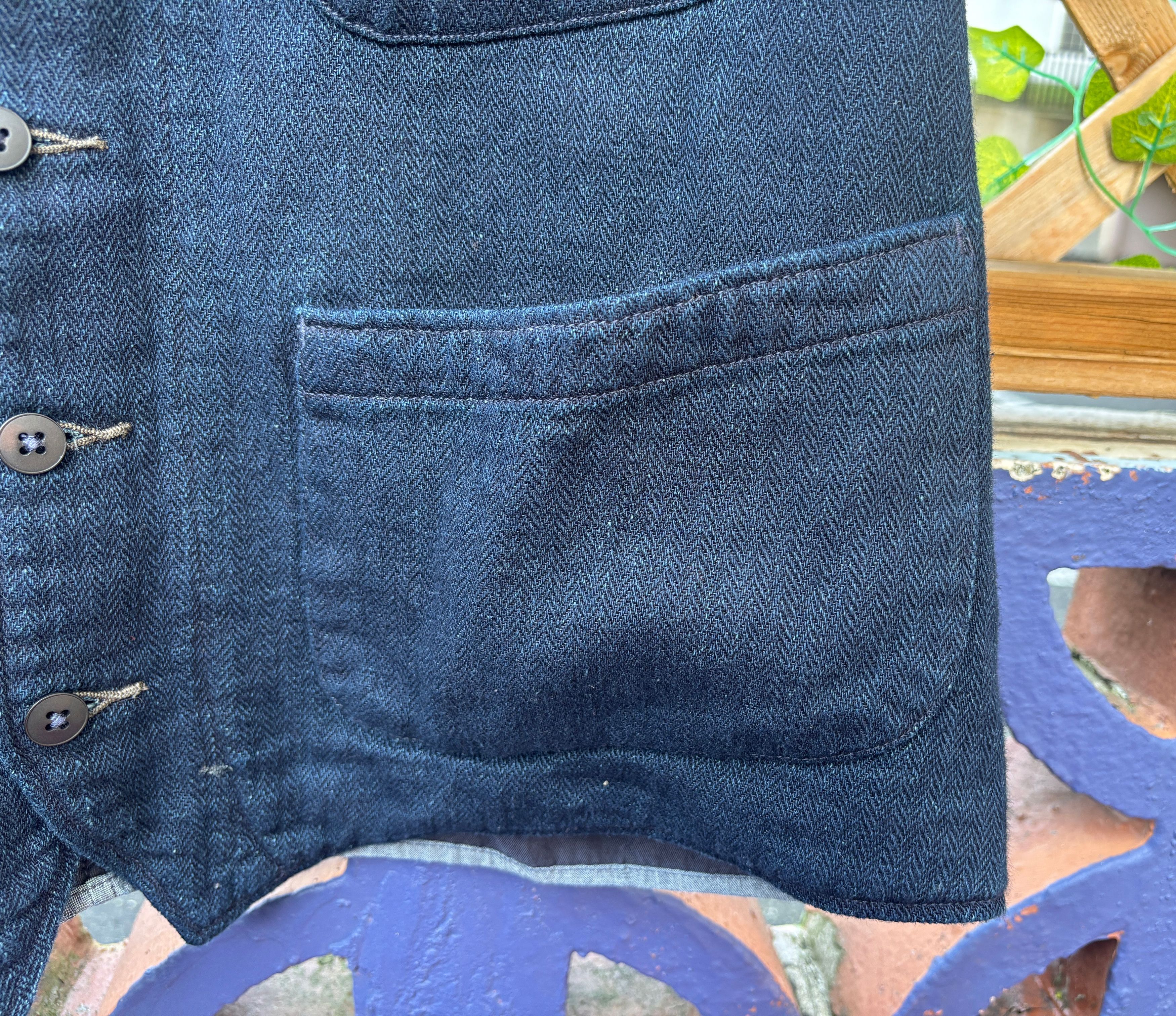 RRL Ralph Lauren $460 Indigo Navy Blue Herringbone Vest/Waistcoat - XL Size US XL / EU 56 / 4 - 8 Thumbnail