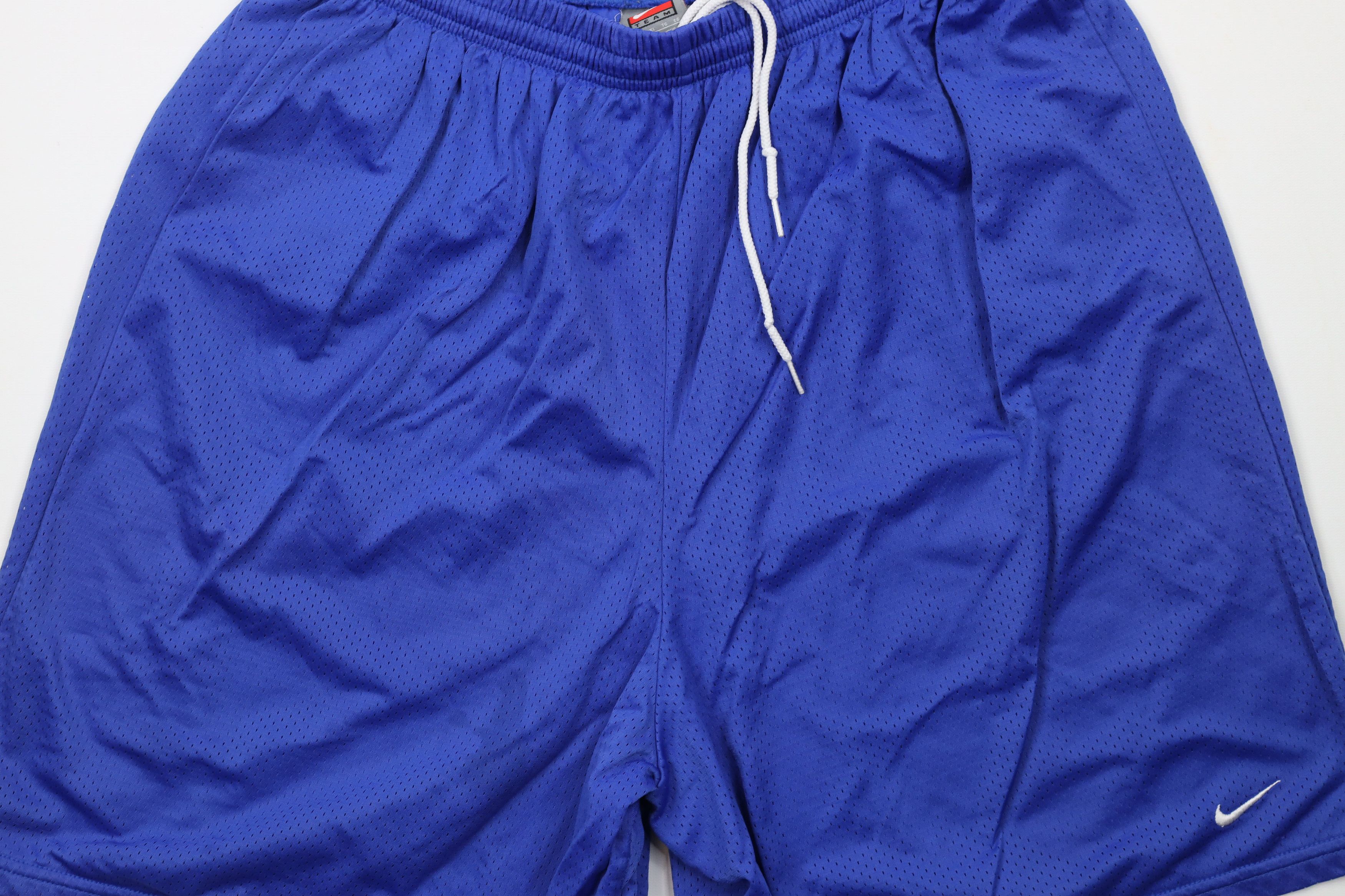 Nike × Vintage Vintage Nike Mini Swoosh Above Knee Mesh Shorts Royal Blue Size US 36 / EU 52 - 3 Thumbnail