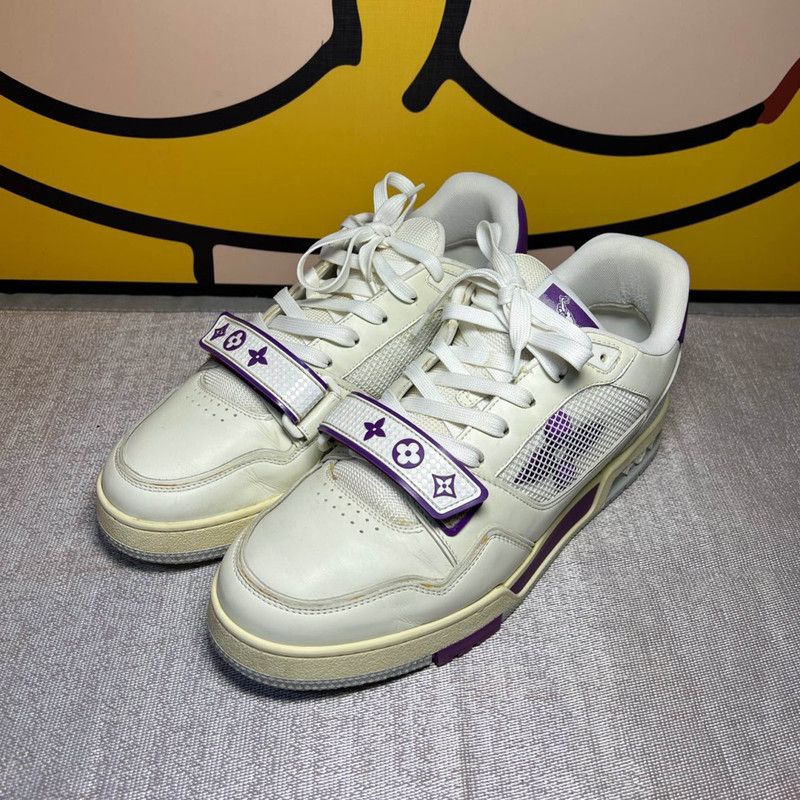 Louis Vuitton Louis Vuitton Trainer White and Purple Sneakers 0089 Size US 9.5 / EU 42-43 - 1 Thumbnail