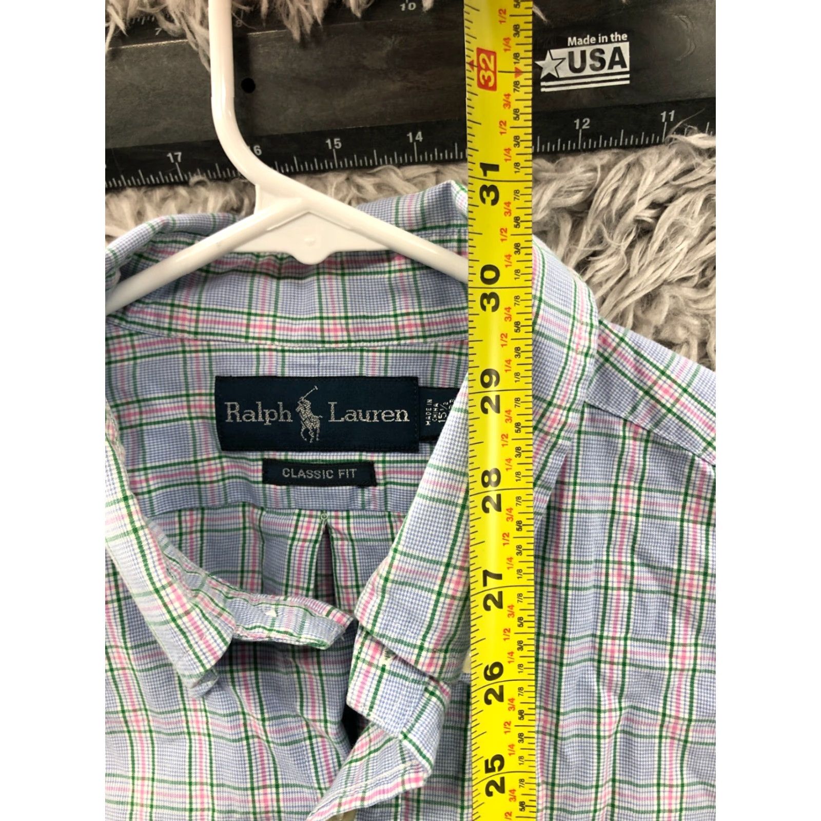 Ralph Lauren Ralph Lauren Shirt Mens Long Sleeve Button-Down Collar Blue Check 15.5 32/33 Regular Pattern Size US L / EU 52-54 / 3 - 6 Thumbnail