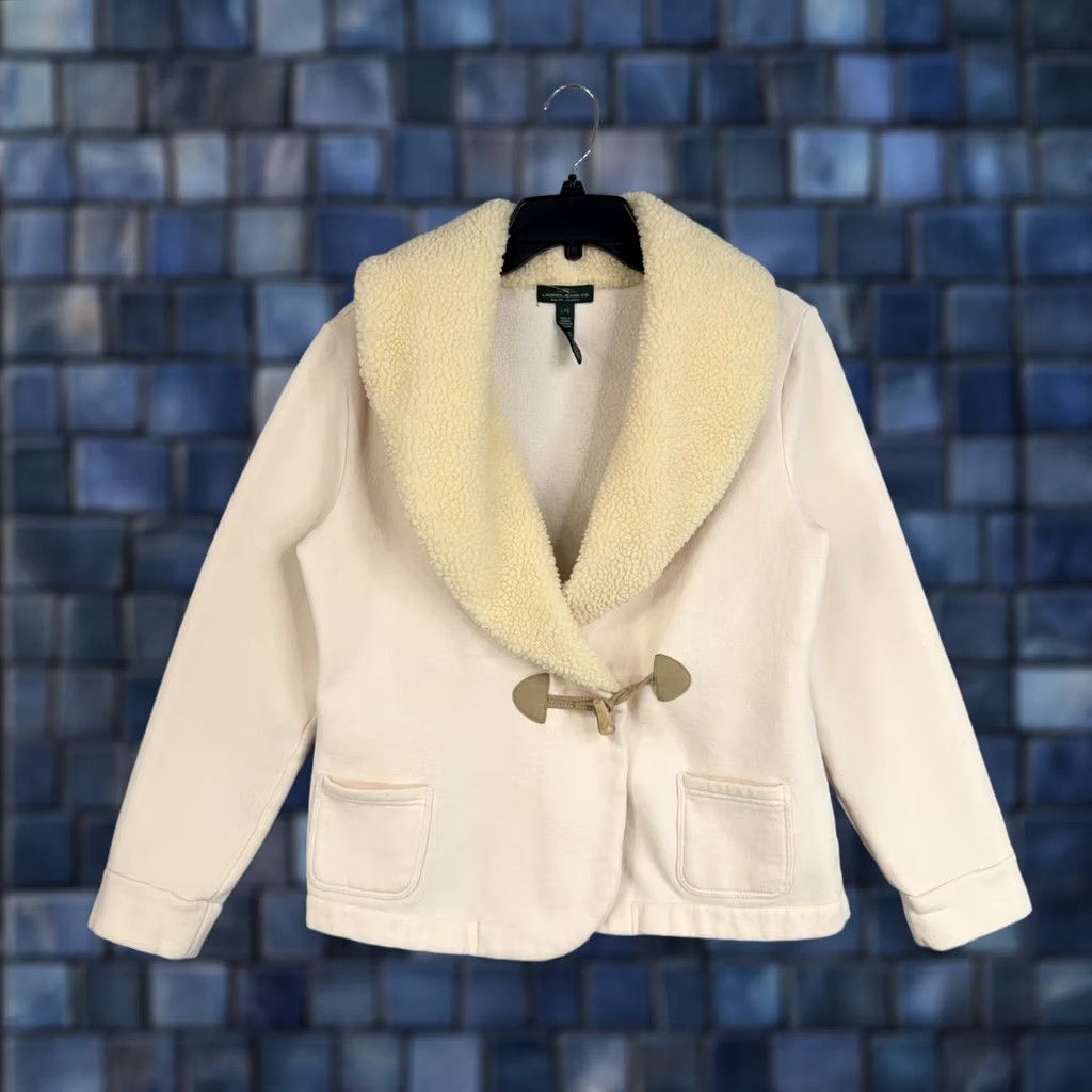 Ralph Lauren Lauren Ralph Lauren Jacket Womens Large White Sherpa Fleece Shawl Collar Toggle Size L / US 10 / IT 46 - 1 Thumbnail