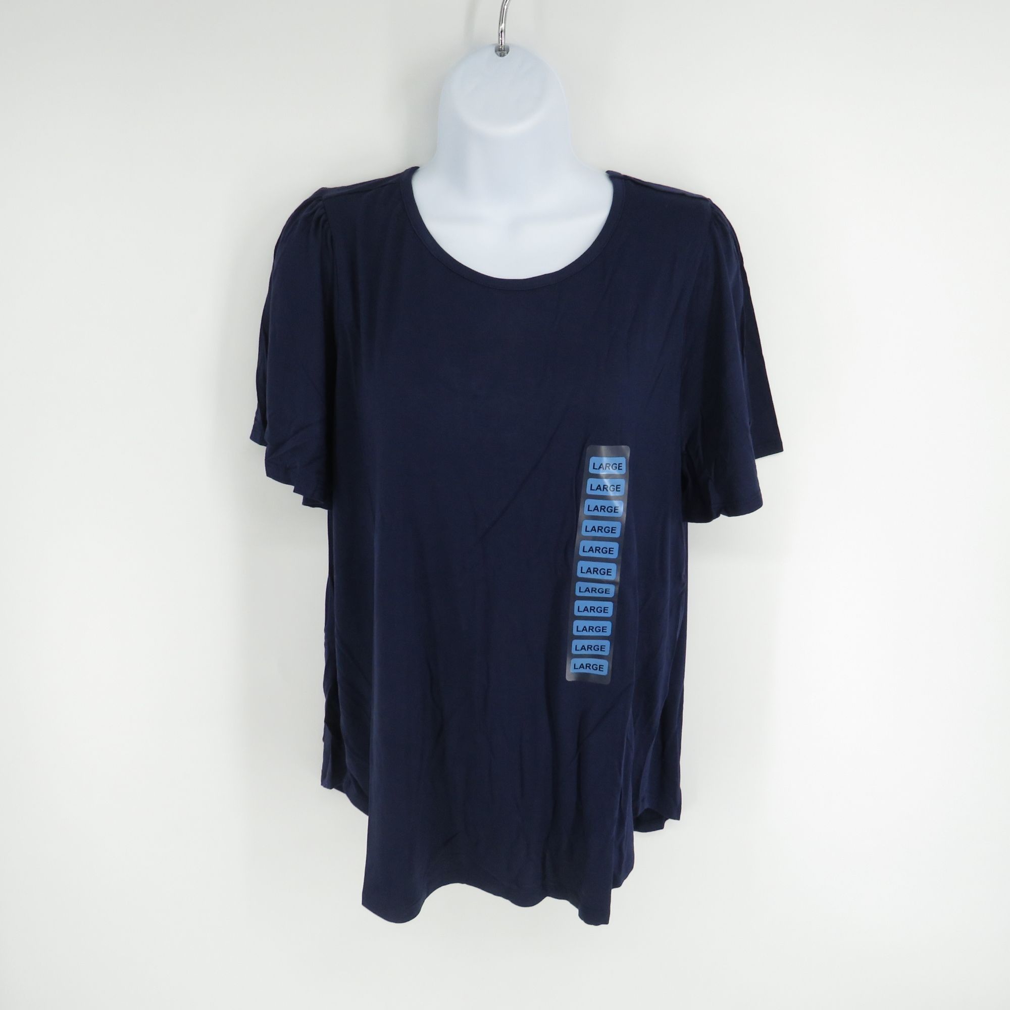 Nine West Nine West Womens Flutter Sleeve Top Large Navy Soft Casual T Size L / US 10 / IT 46 - 1 Thumbnail