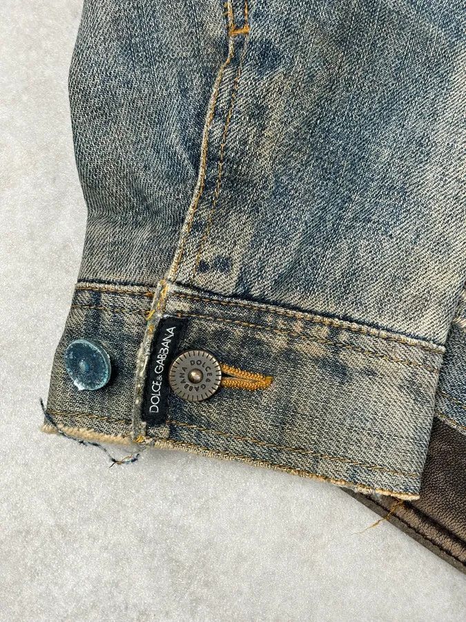 Dolce & Gabbana AW2003 Dolce & Gabbana Layered Leather & Faded Denim Jacket Size US M / EU 48-50 / 2 - 10 Thumbnail
