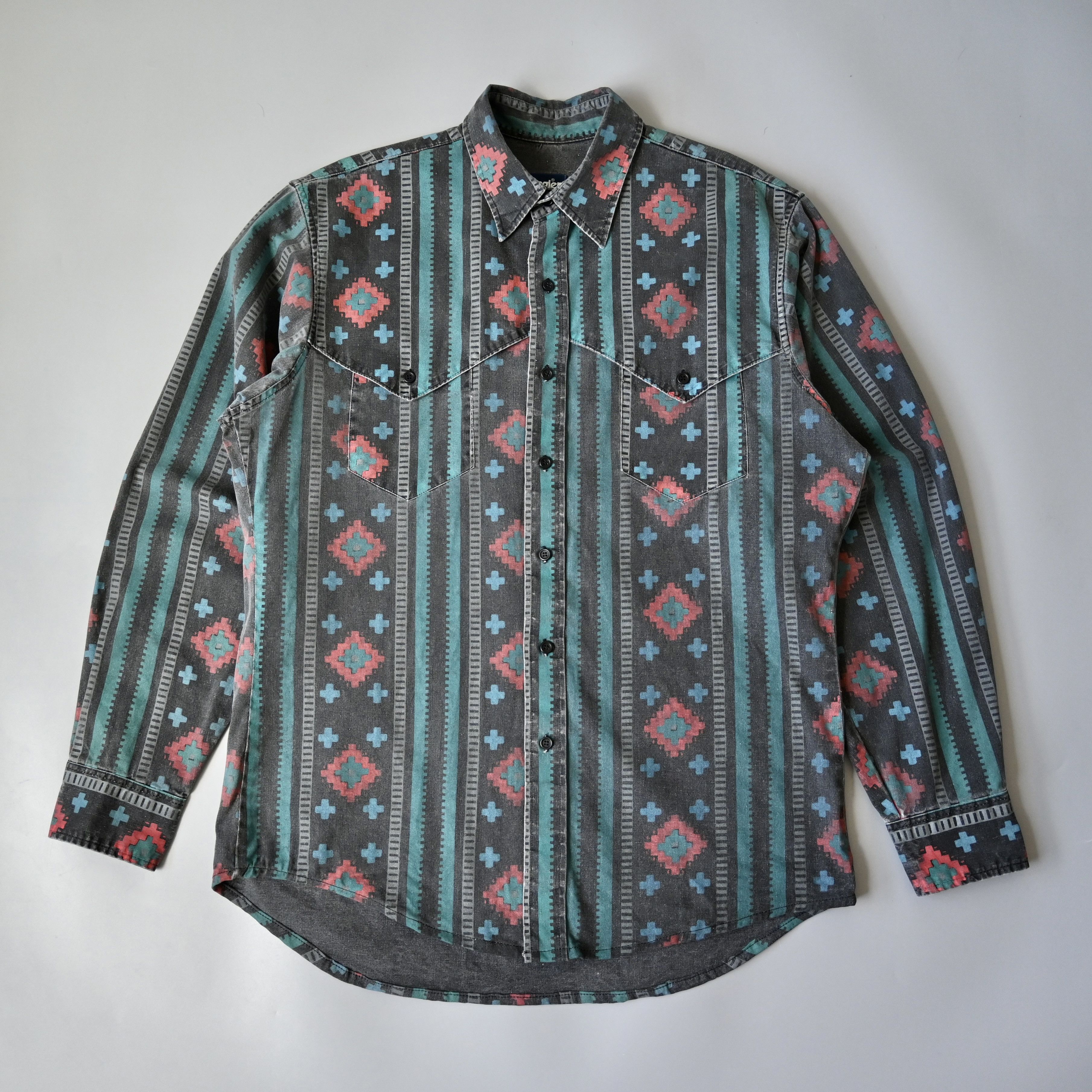 Vintage VTG Wrangler Brushpopper cape shirt Aztec Navajo 16.5-35 Size US L / EU 52-54 / 3 - 3 Thumbnail