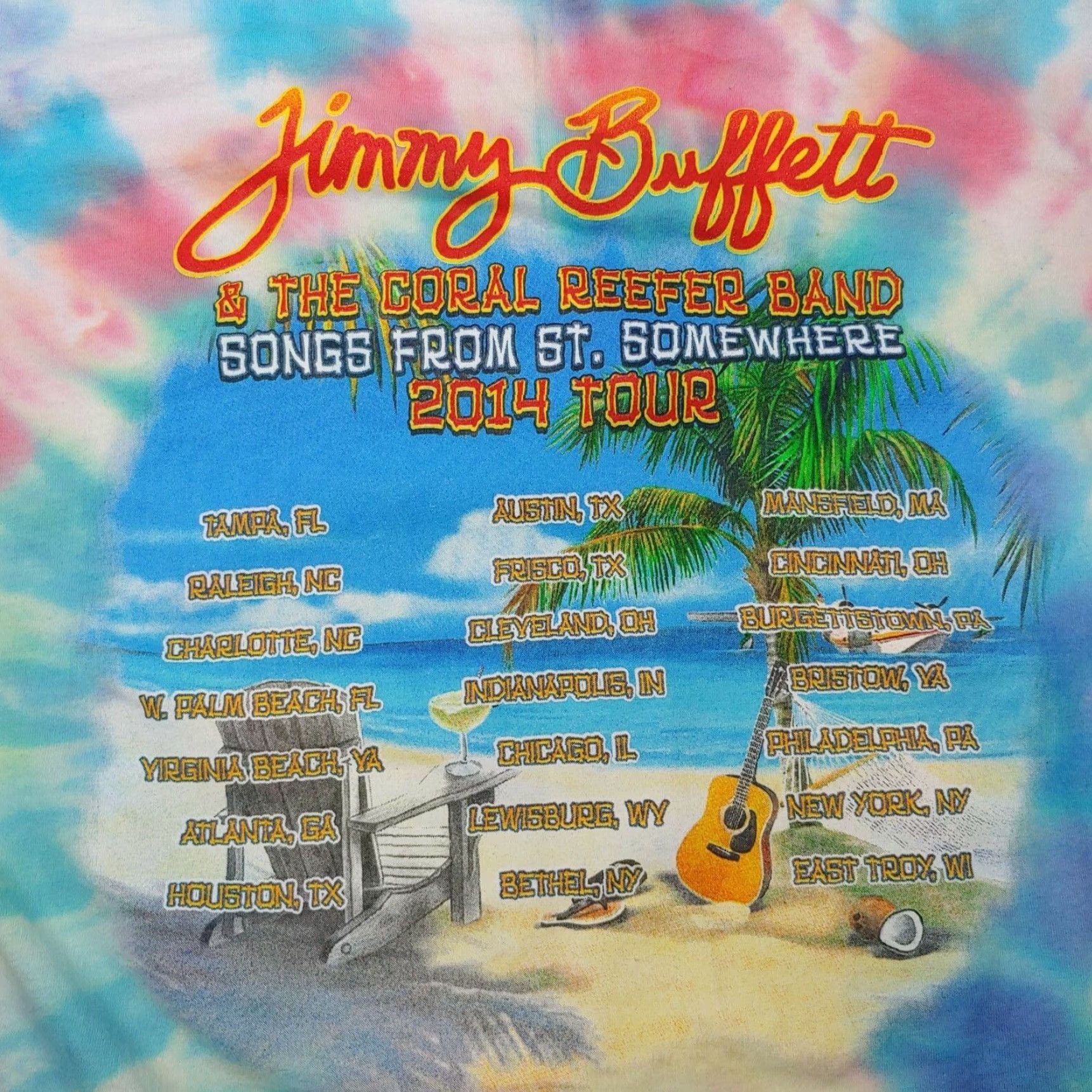 Vintage VINTAGE Jimmy Buffett Shirt XL Coral Reefer Band 2014 Tour Tie Dye Parrotthead Music Shirt Boys? Wait no. Size US XL / EU 56 / 4 - 5 Thumbnail