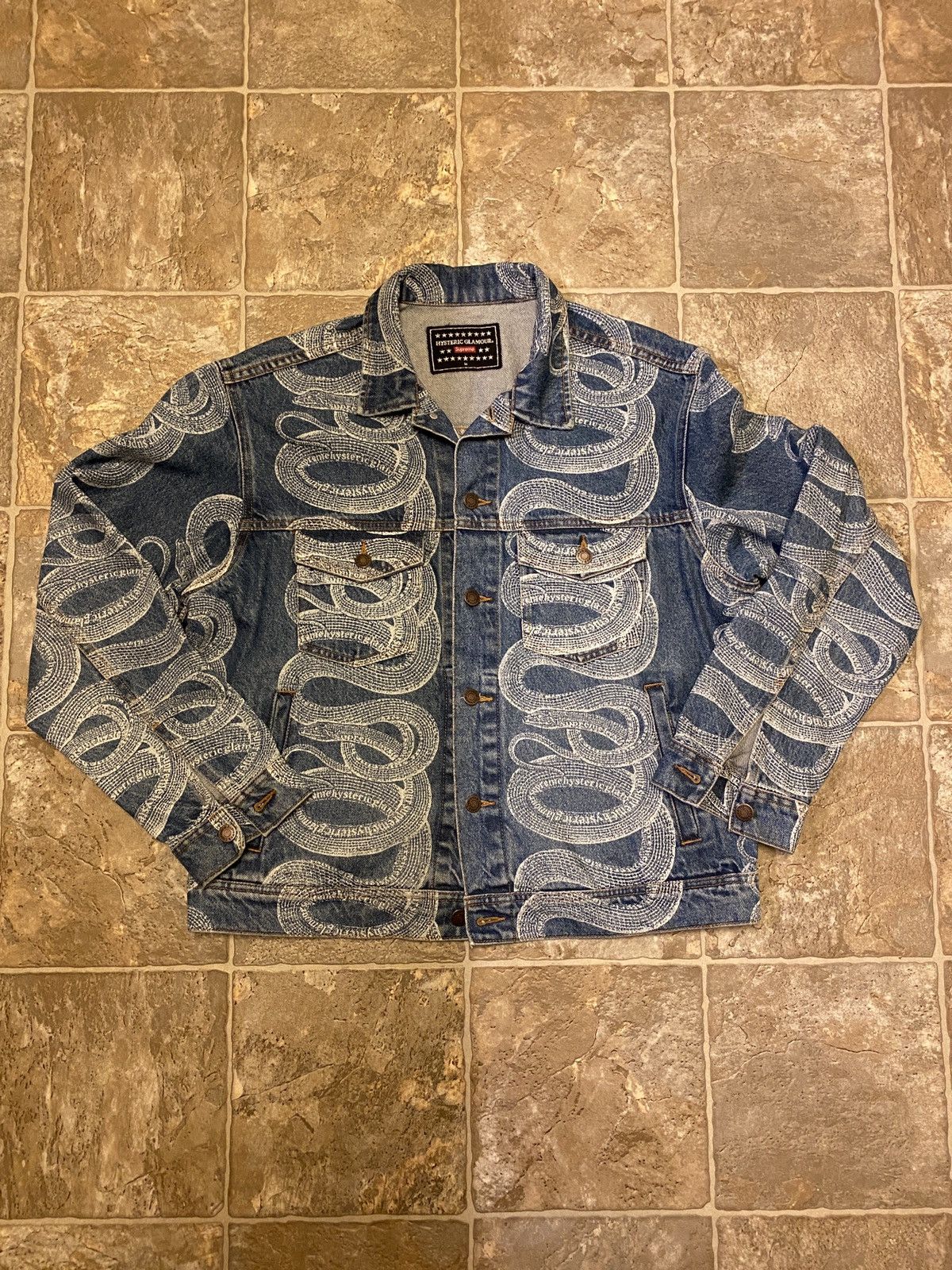 Supreme supreme hysteric glamour snake denim trucker jacket | Grailed