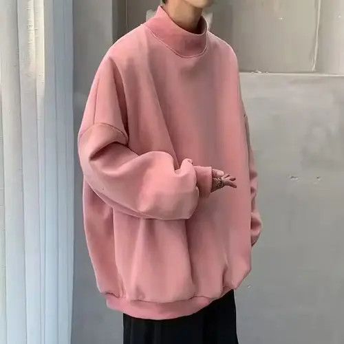 image of Vintage Oversized Hoodie Sweatshirt Men in Pink (Size Large)