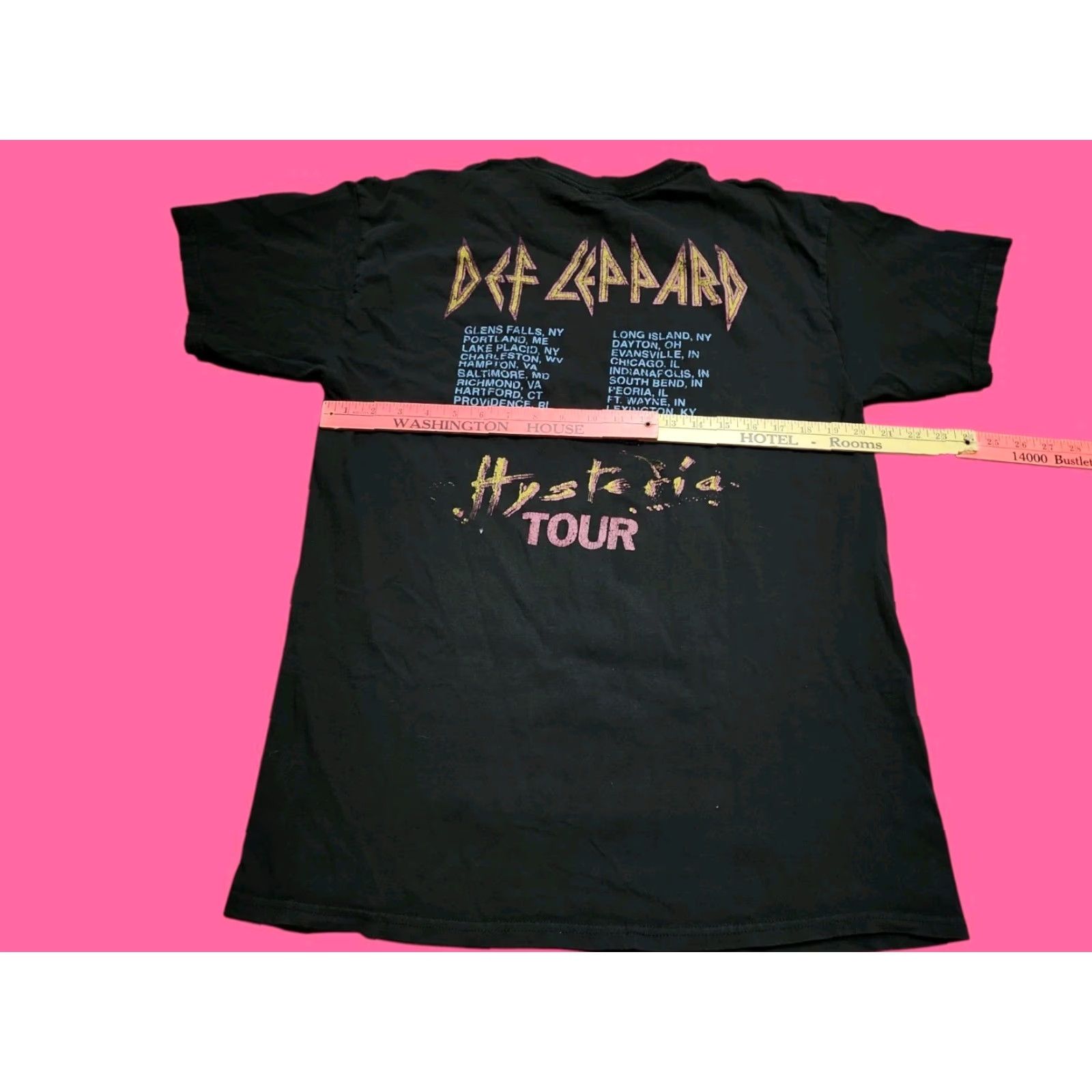 Vintage VINTAGE DEF LEPPARD Hysteria Tour 80s T-Shirt Mens Large Black Double-Sided Rock Music Size US L / EU 52-54 / 3 - 2 Thumbnail