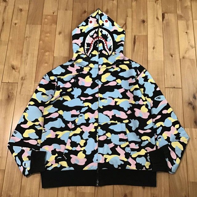 Adidas × Bape BAPE ADIDAS CAMO SHARK FULL ZIP HOODIE | Grailed