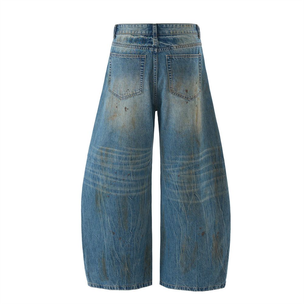 Vintage Men's loose washed ink-splashed distressed scimitar jeans Size US 32 / EU 48 - 2 Thumbnail