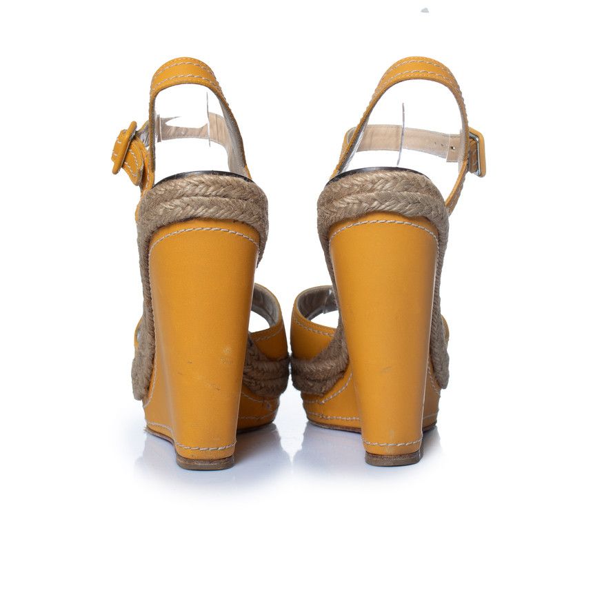 Christian Louboutin Christian Louboutin, ochre leather wedge sandals Size US 10 / IT 40 - 4 Thumbnail