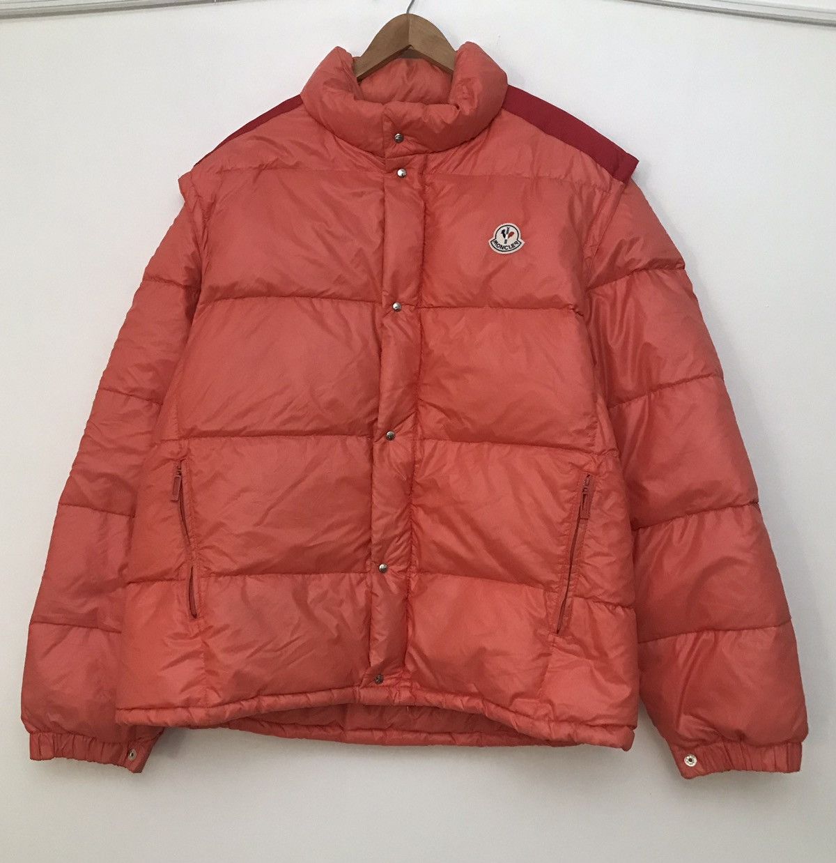 image of 80's Moncler Grenoble 2 In 1 Puffer Jacket in Salmon, Men's (Size XL)