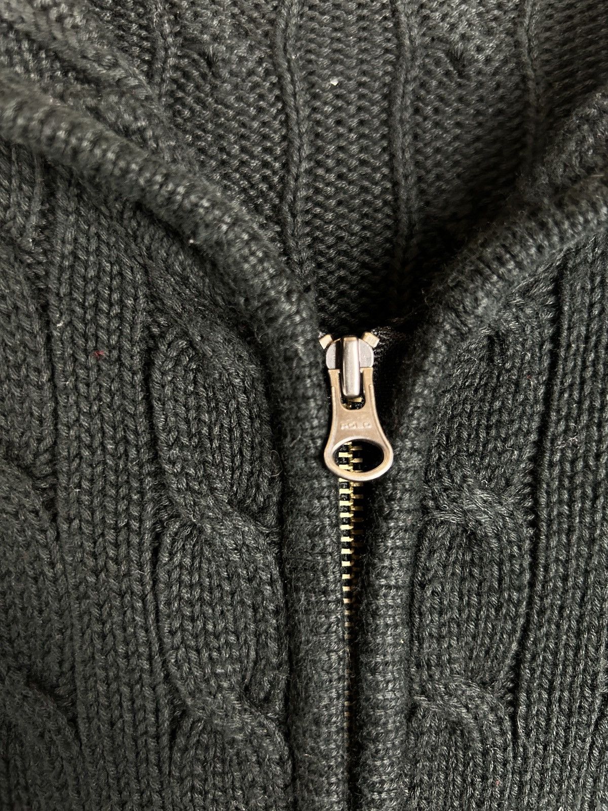 Polo Ralph Lauren Vintage Ralph Lauren Sport Cable Knit Zippered Hoodie Black Size S / US 4 / IT 40 - 4 Thumbnail