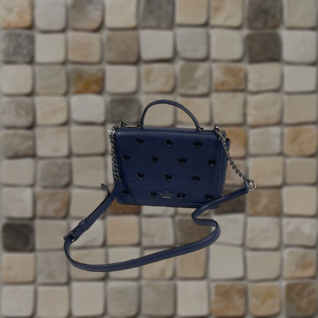 kate spade new york Maisie Blue Leather Crossbody Bag Patterson Drive 9 in 7 in Medium Dust Bag Adjustable Strap Womens