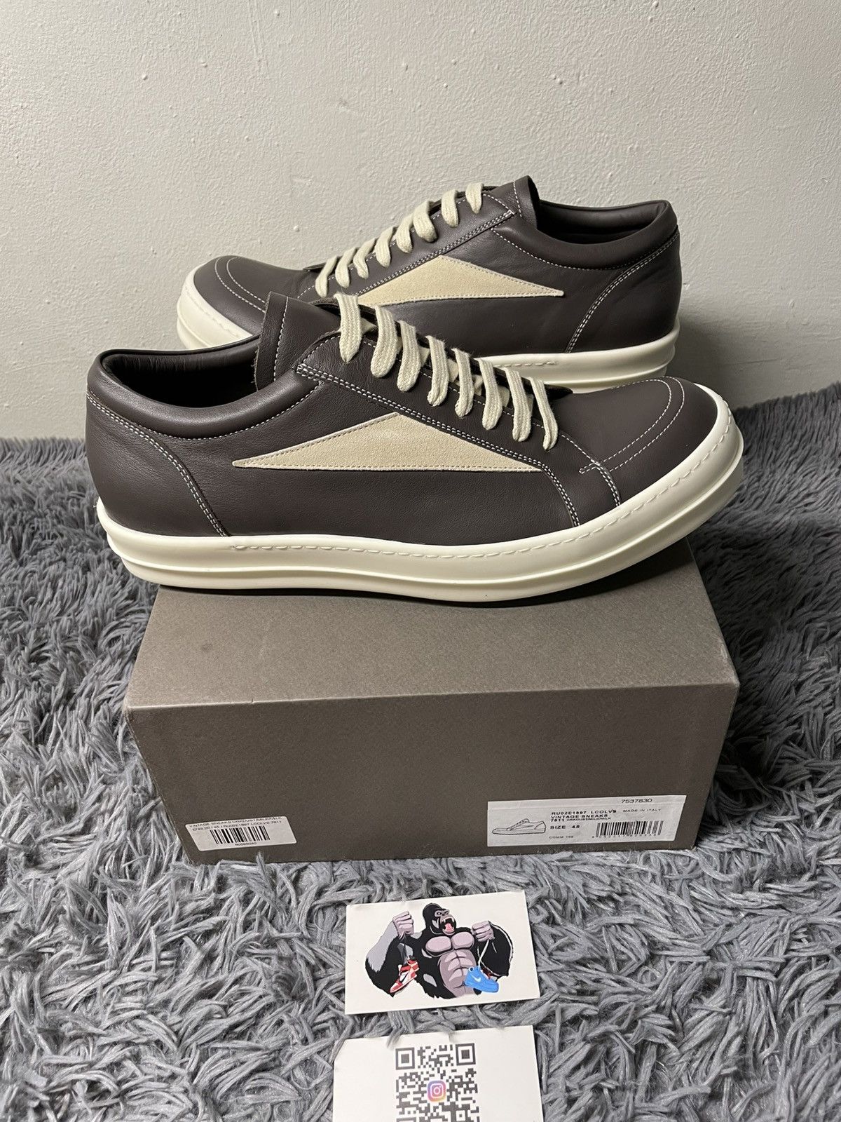 Rick Owens Rick Owens Vintage Sneaks Leather DrkDust/Milk Size US 12 / EU 45 - 2 Thumbnail