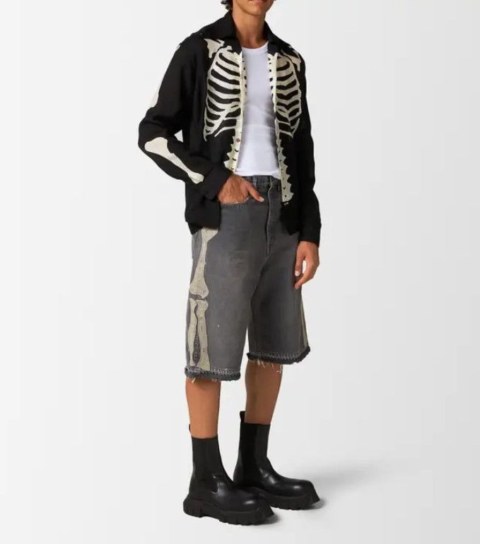 KAPITAL 14oz denim shorts short pants bone Skeleton black 36