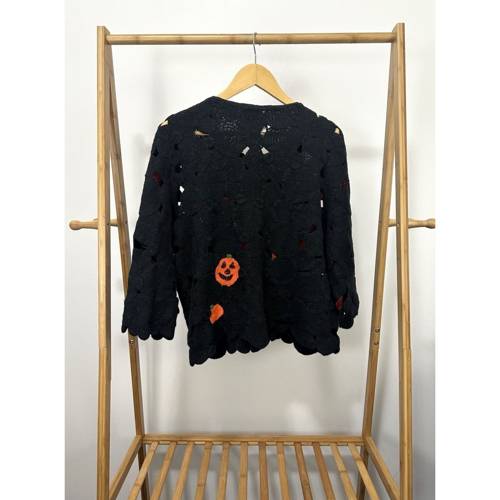 Simons VTG Michael Simon Event Women's Halloween Pumpkin Crochet Cardigan Sweater L Size L / US 10 / IT 46 - 2 Thumbnail