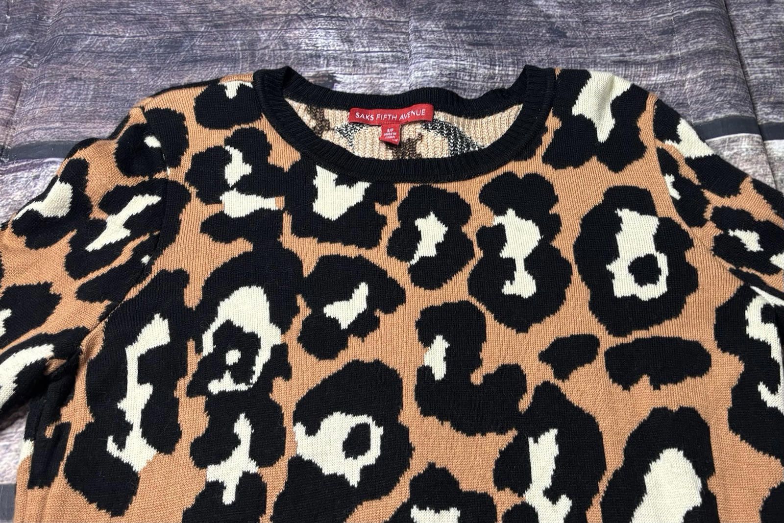 Saks Fifth Avenue Saks Fifth Avenue Sweater Women Small P Leopard Rabbit Hair Size S / US 4 / IT 40 - 4 Thumbnail