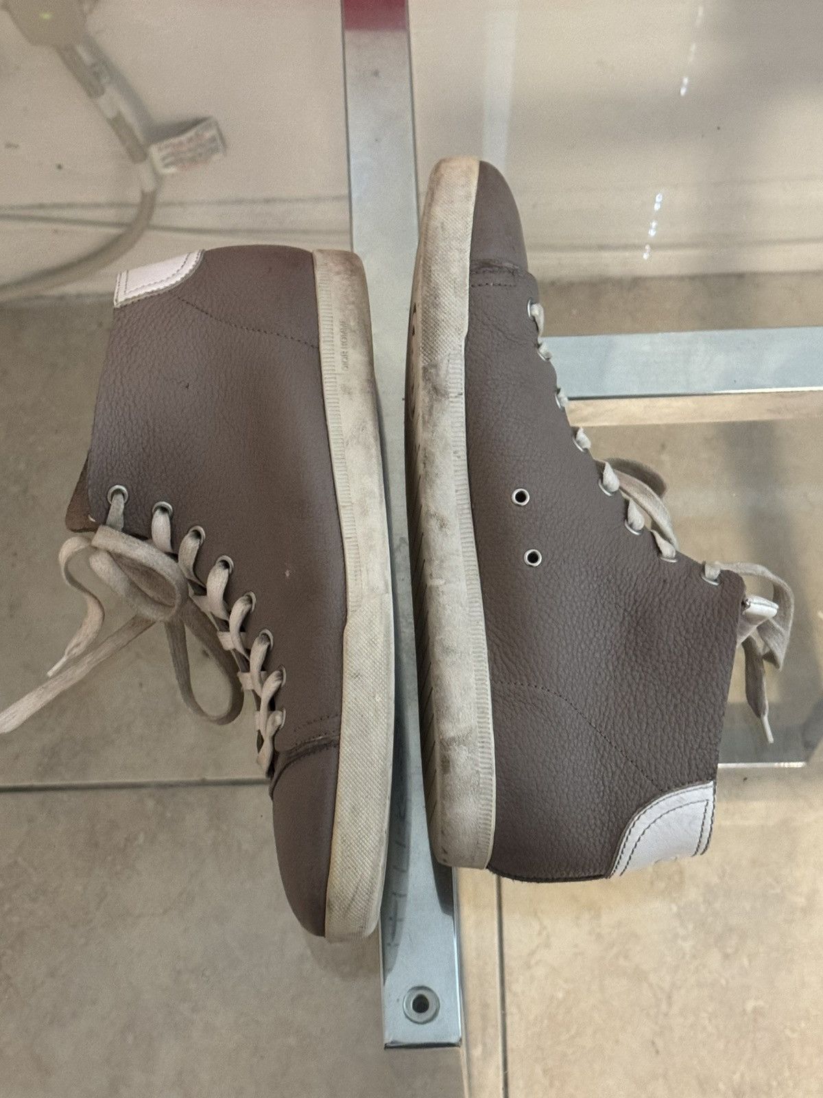 Christian Dior Monsieur CHRISTIAN DIOR HOMME Beige Leather Lace-Up Sneakers Size US 9.5 / EU 42-43 - 6 Thumbnail