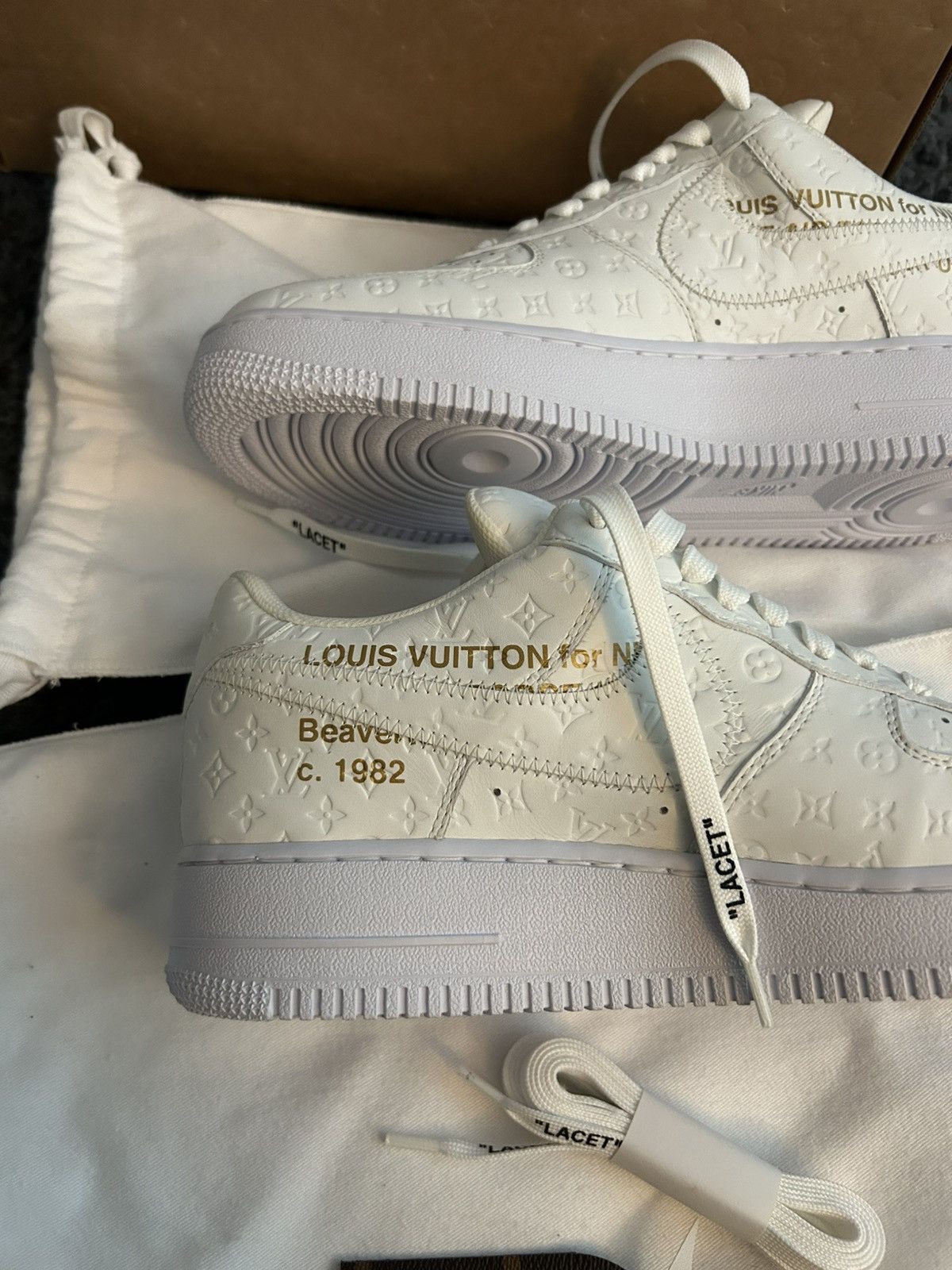 Louis Vuitton Louis Vuitton Nike White Monogram Low Top Air Force 1 Size US 9 / EU 42 - 4 Thumbnail