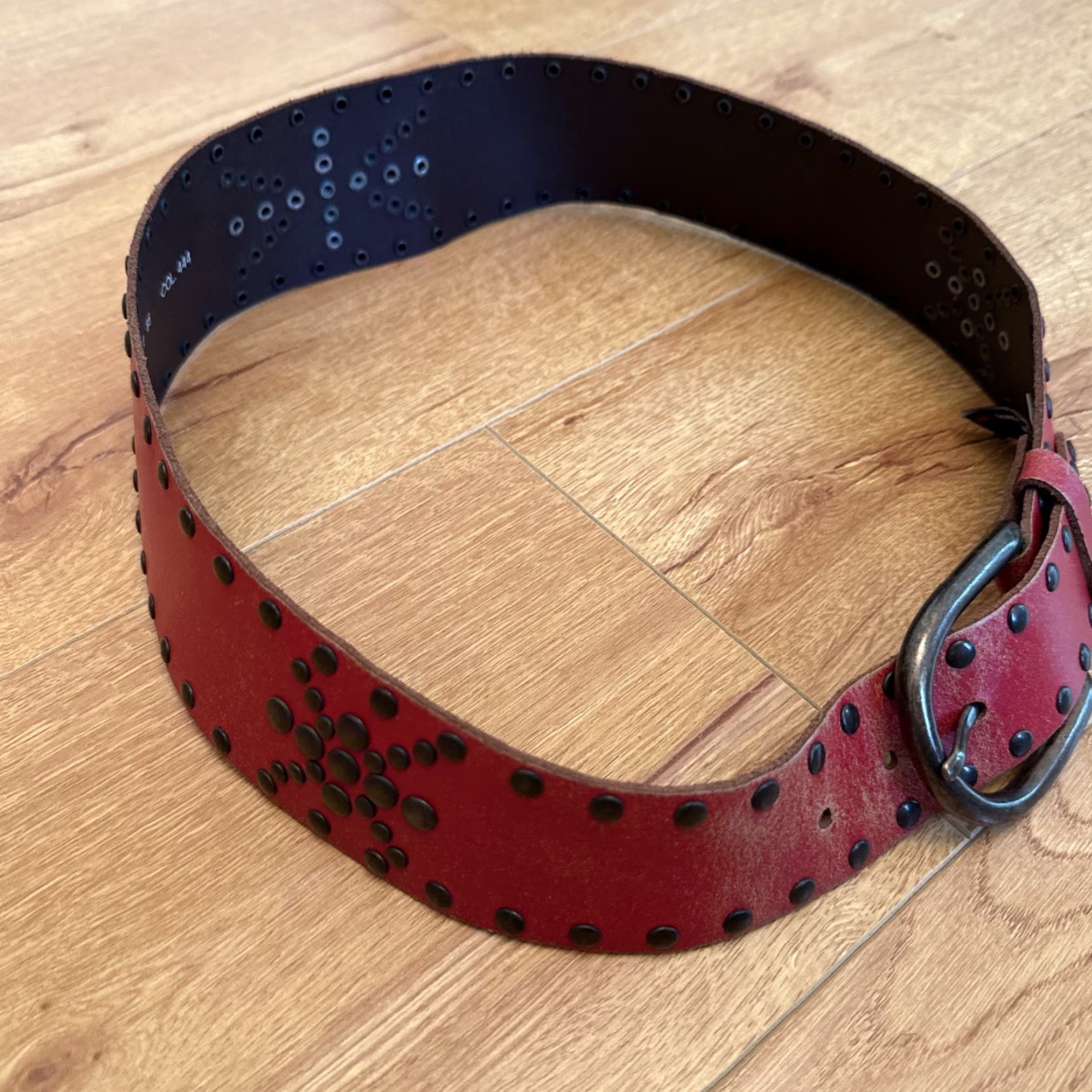 Diesel VINTAGE Women Diesel Red Leather Belt Studded Y2K Punk Rock Size M Italy Rare Size ONE SIZE - 2 Thumbnail