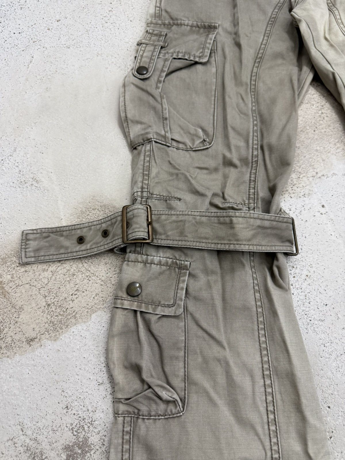 Issey Miyake × Tete Homme Tete Homme Japan Two Tones Faded Bondage Cargo Flared Pants Size US 30 / EU 46 - 14 Thumbnail