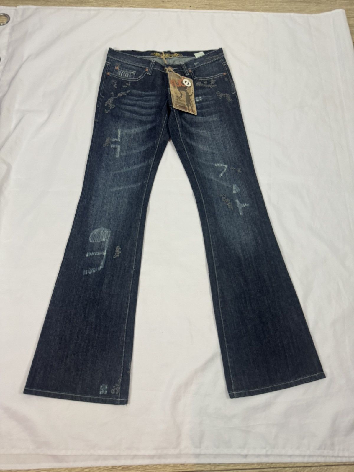 Rude Embroidered Low Rise Bootcut Flared - W28 L34 Size 28" / US 6 / IT 42 - 1 Thumbnail