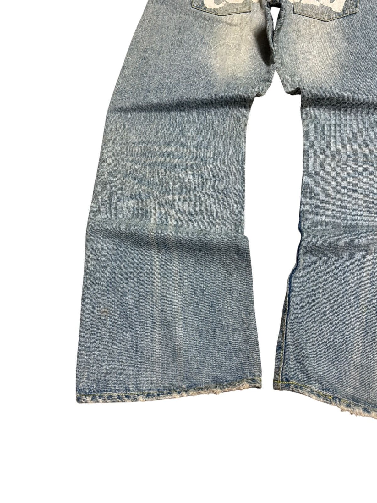 Japanese Brand COCOLULU Printed Washed Blue Yellow Stitching Daicock Denim Size US 34 / EU 50 - 16 Thumbnail