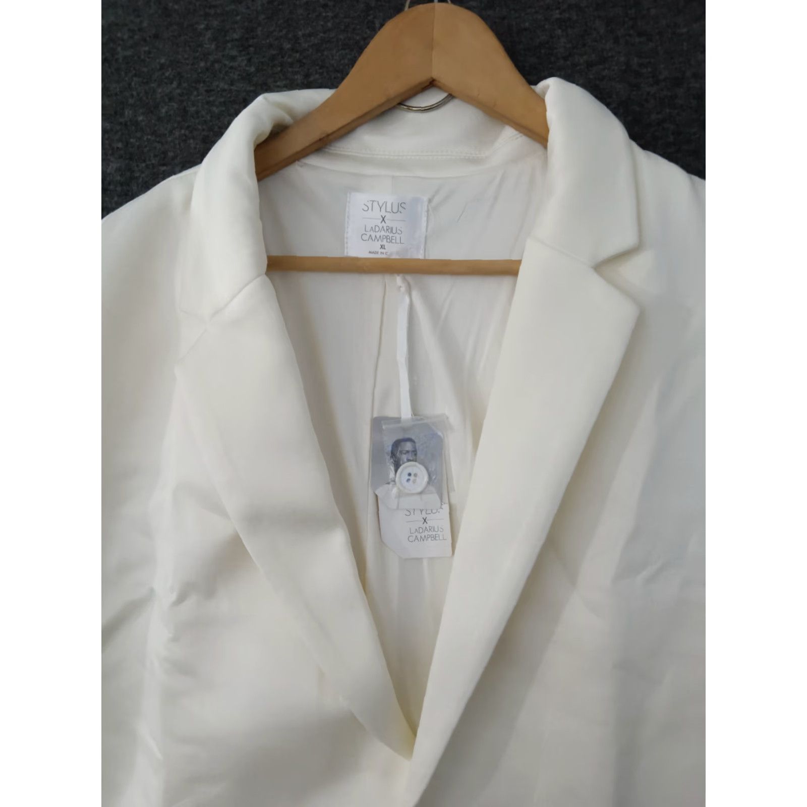 Vintage Stylus Jacket XL Ivory Two-Button Single-Breasted Formal 2 Piece Men’s Suit Jacket & Coat Size 46R - 3 Thumbnail