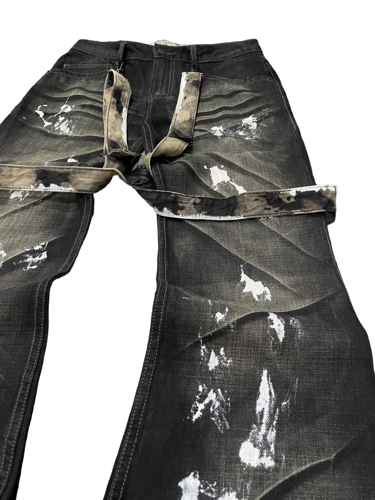 Luxuria Japan Flared Wide Leg Loose Laser Wash Man Jeans