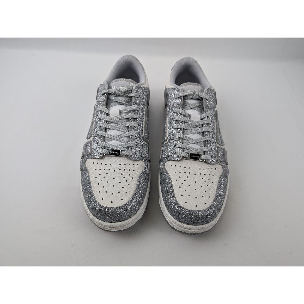 Amiri o1rshd1 Shimmer Skeleton Top Low Sneaker in Silver/White Size US 11 / EU 44 - 10 Thumbnail