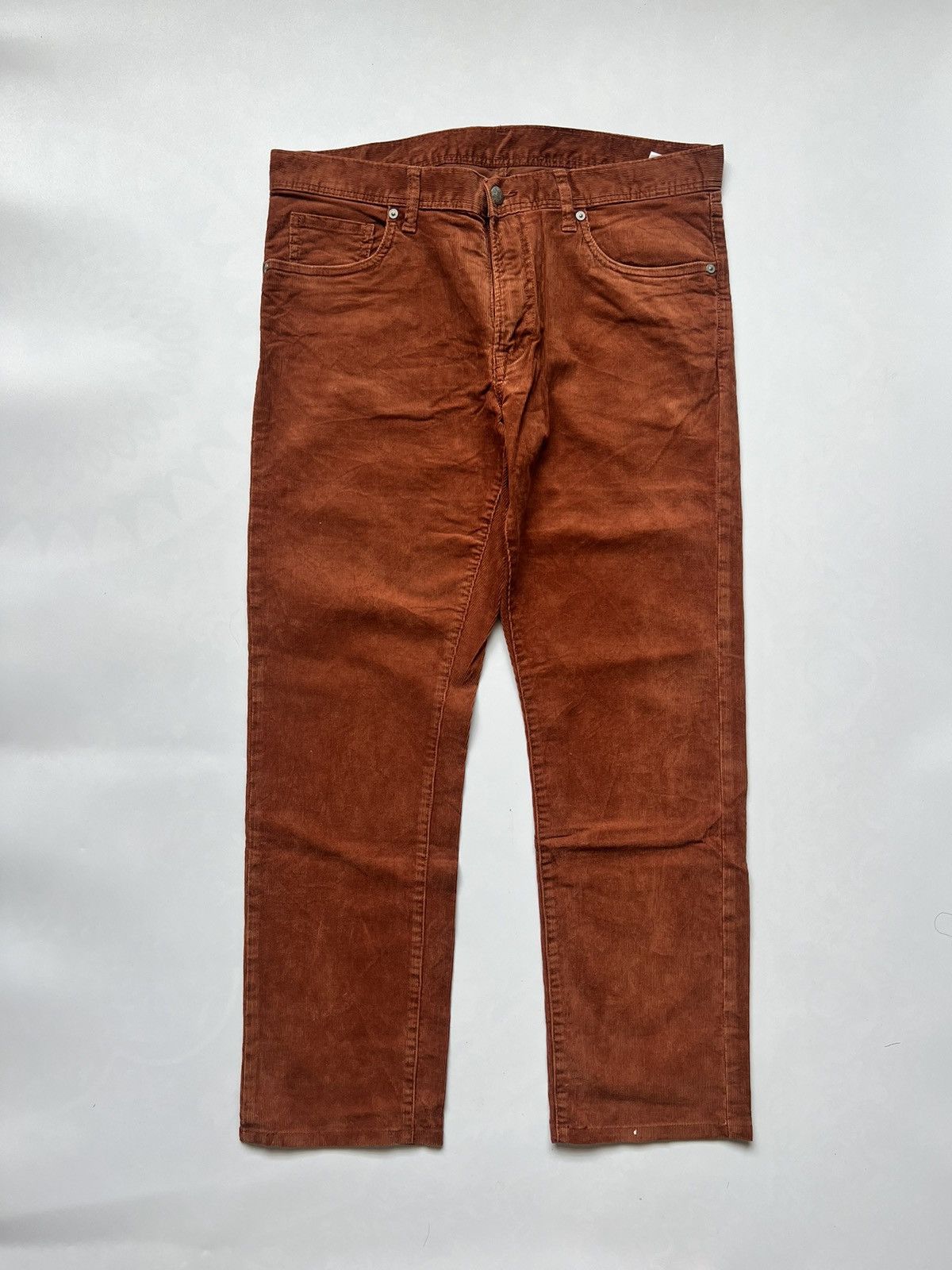 Uniqlo Uniqlo Slim Fit Orange Corduroy Pants Vintage Size US 34 / EU 50 - 1 Thumbnail