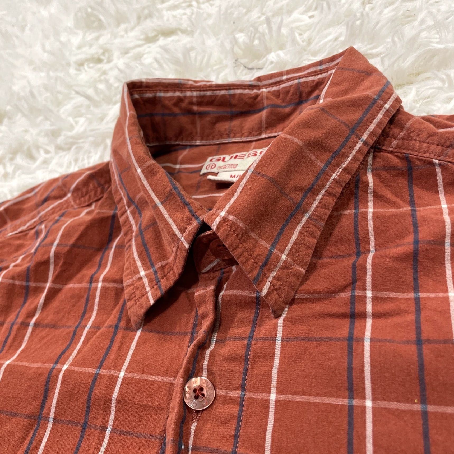 Guess VINTAGE GUESS Long Sleeve Shirt Men M Burnt Orange Western Plaid Streetwear Outdoor Size US M / EU 48-50 / 2 - 4 Thumbnail
