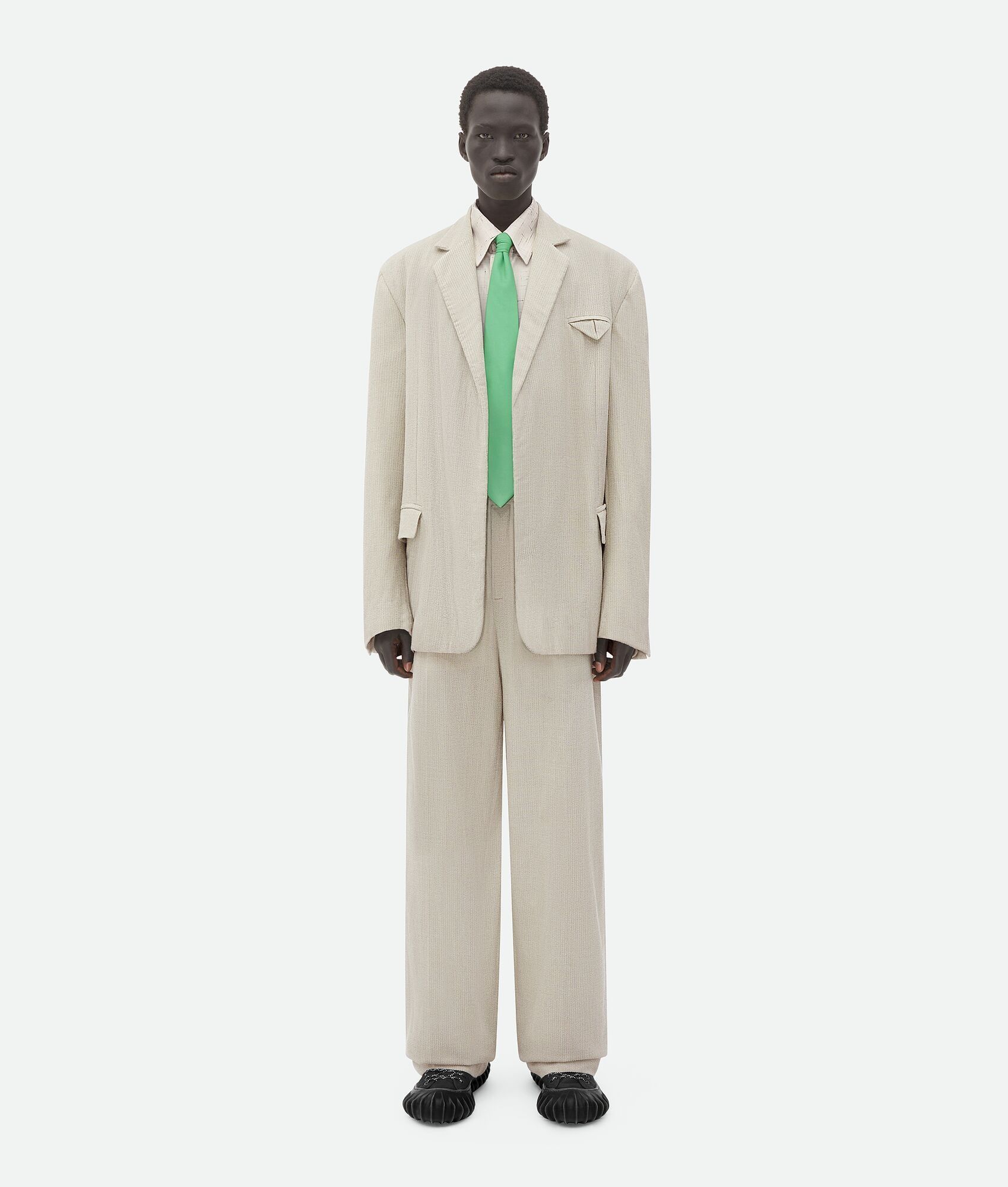 Bottega Veneta o1loc1c0825 768706 Mouline Wool Silk Jacket in Cream Size US M / EU 48-50 / 2 - 1 Thumbnail