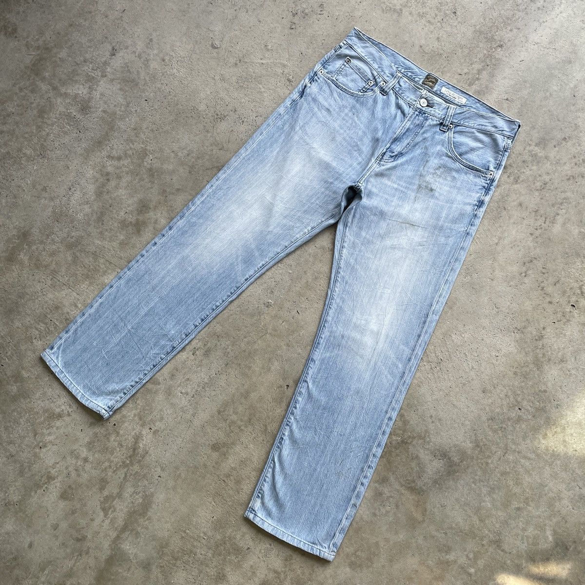 Japanese Brand Vintage Back Number Wash Denim Faded Jeans Pants W34 Size US 34 / EU 50 - 2 Thumbnail