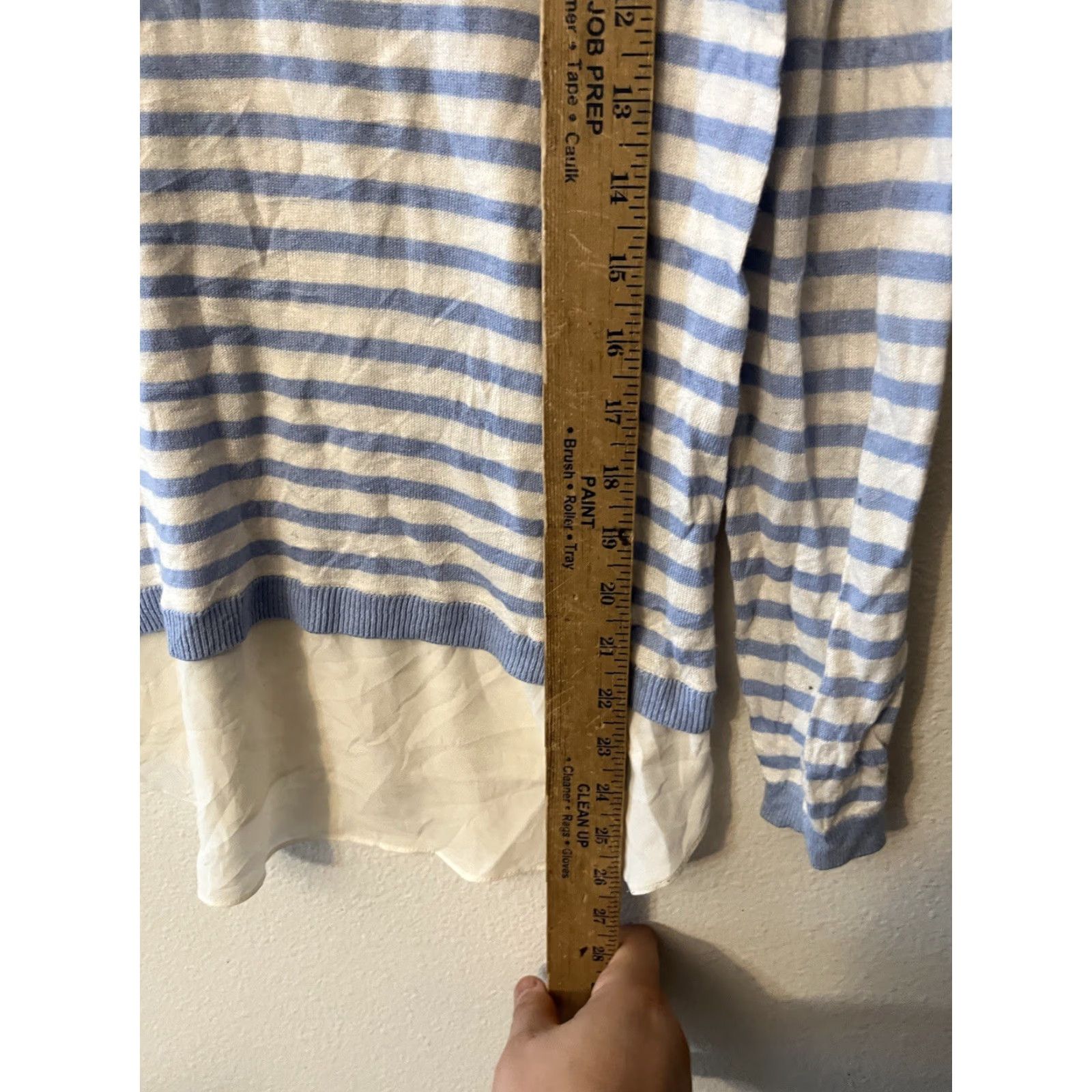Ann Taylor VINTAGE Ann Taylor Loft Sweater Women PXS Blue Striped Knit Crew Neck Pullover Small Size XS / US 0-2 / IT 36-38 - 5 Thumbnail