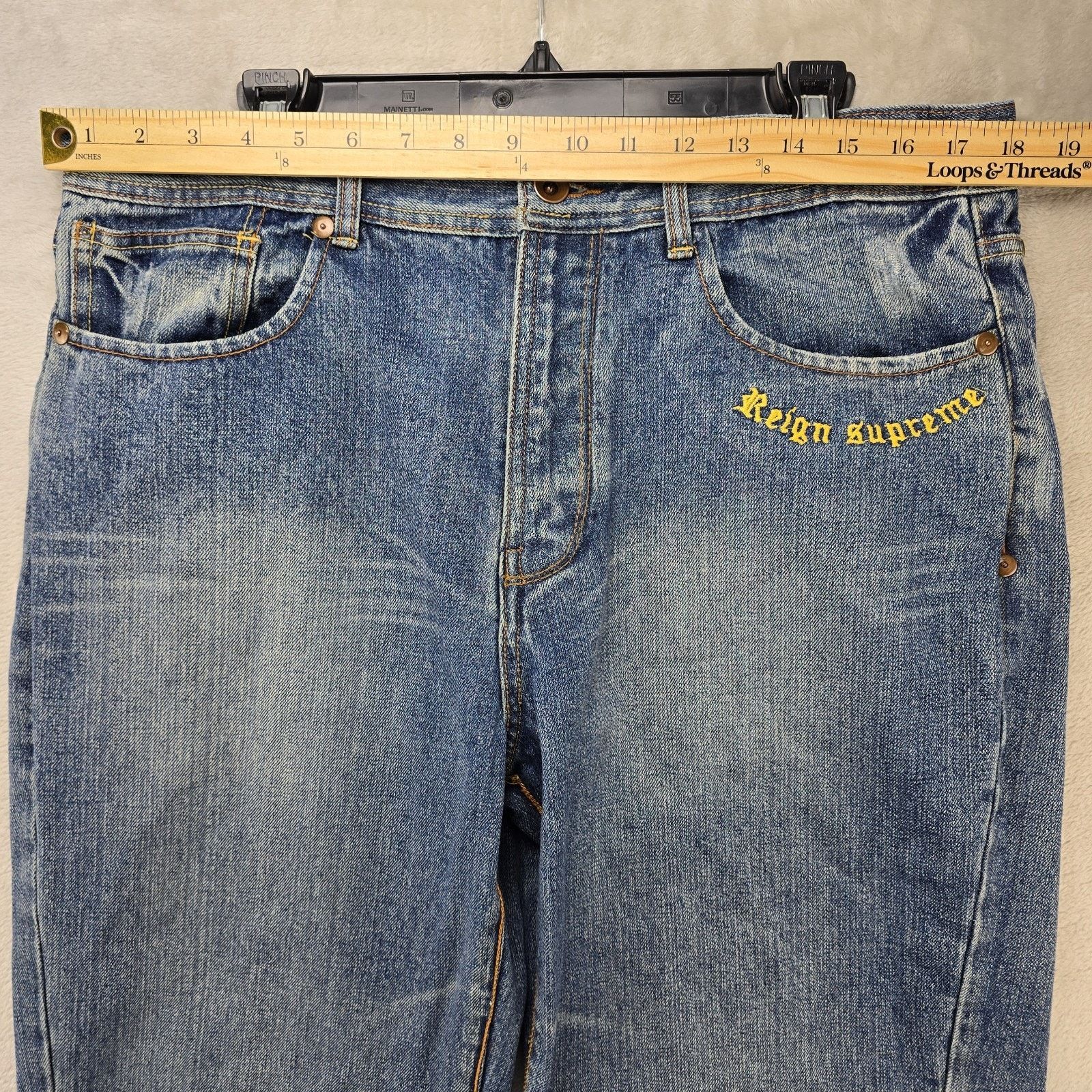 Sean John Sean John Baggy Jeans 36x27 Floral Embroidery Studded Y2K Size US 36 / EU 52 - 10 Thumbnail