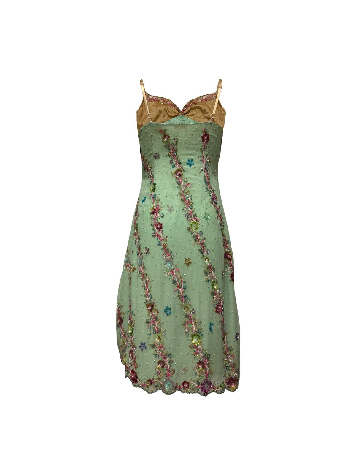 John Galliano JOHN GALLIANO Spring Summer 2005 Embroidered Silk Midi Dress Size XS / US 0-2 / IT 36-38 - 2 Thumbnail