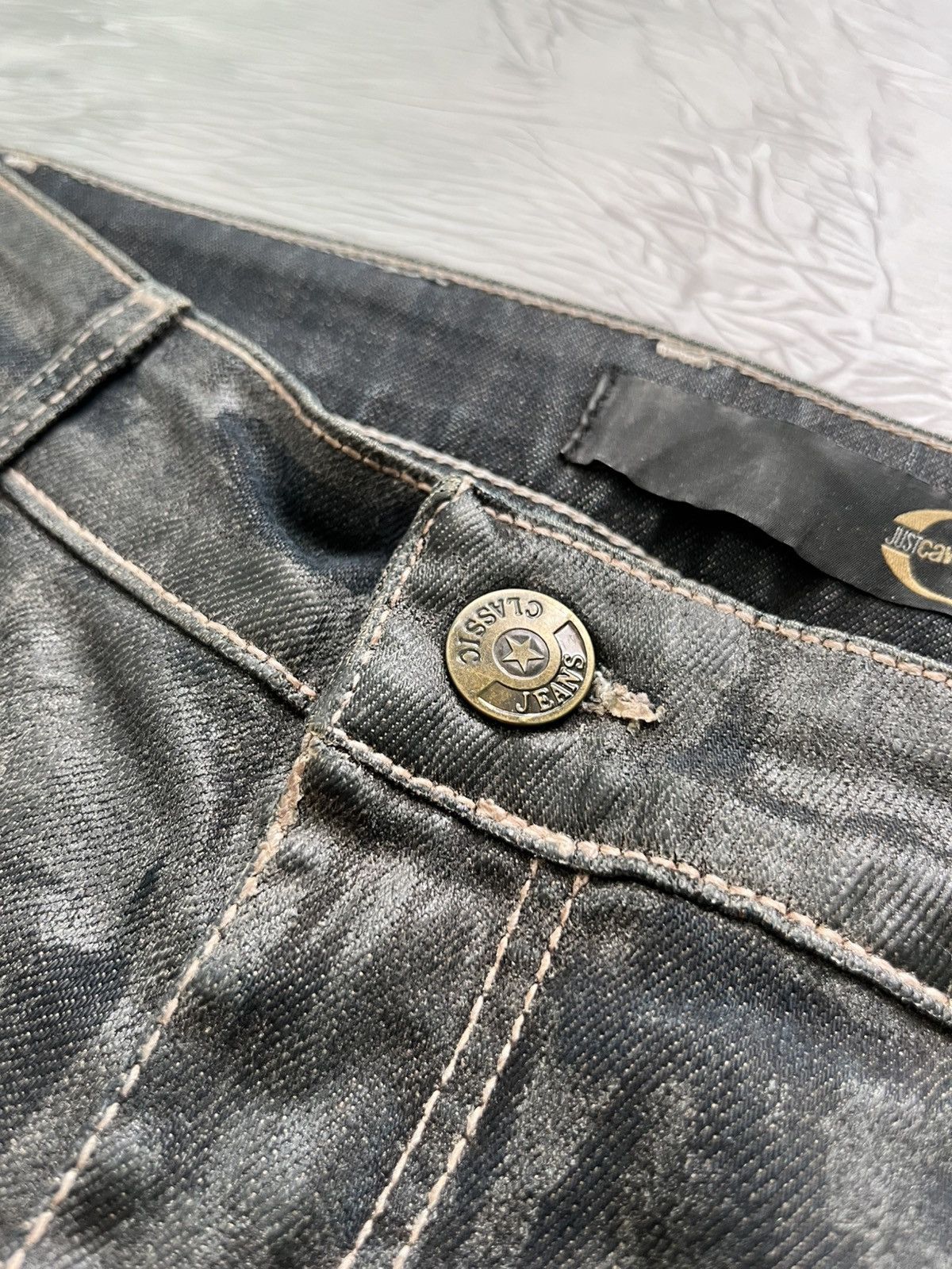 Just Cavalli 🍃Just Cavalli Waxed Luxury Jeans Pants Black Size 29" - 5 Thumbnail