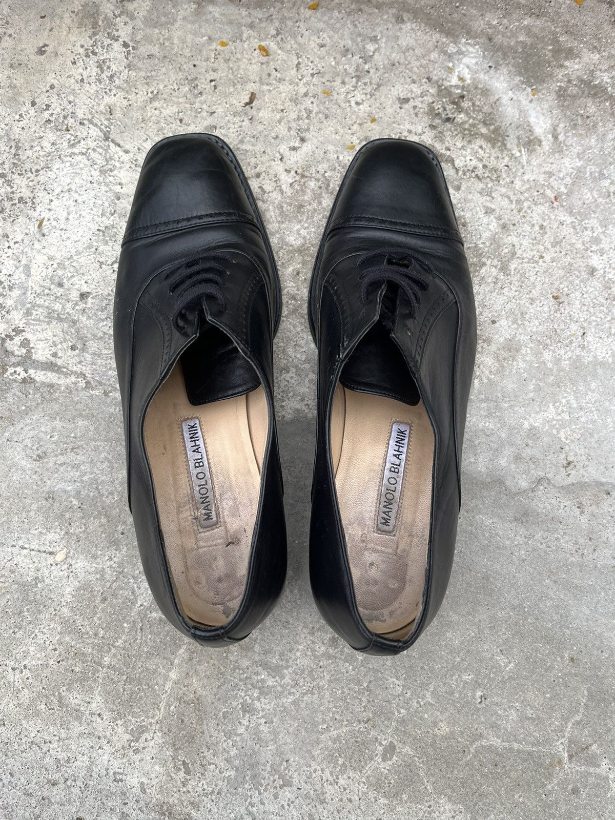 Manolo Blahnik × Vintage Manolo Blahnik handmade leather oxfords Size US 7 / IT 37 - 10 Thumbnail
