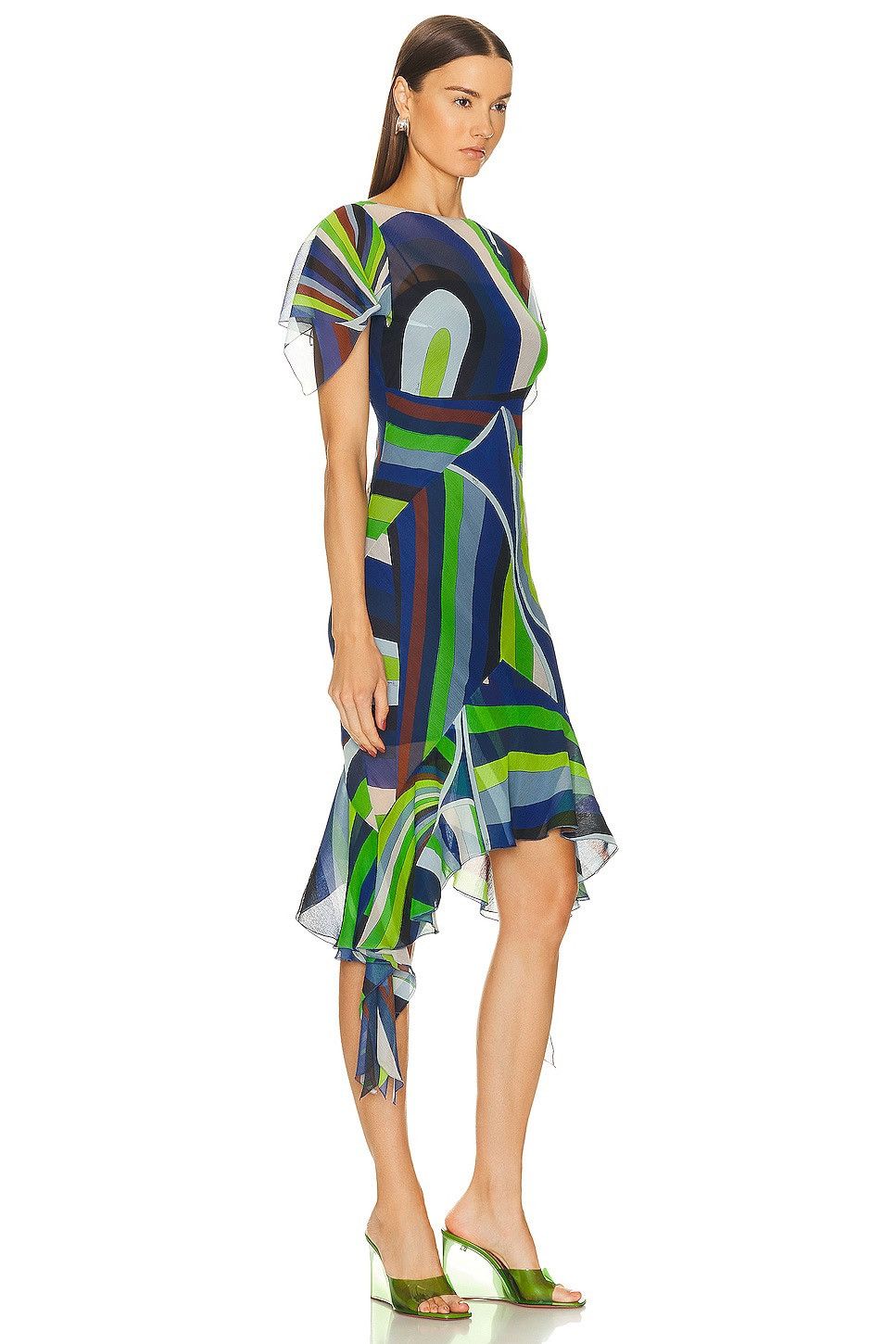 Emilio Pucci Emilio Pucci Ruffled Printed Silk Georgette Midi Dress Size XS / US 0-2 / IT 36-38 - 2 Thumbnail