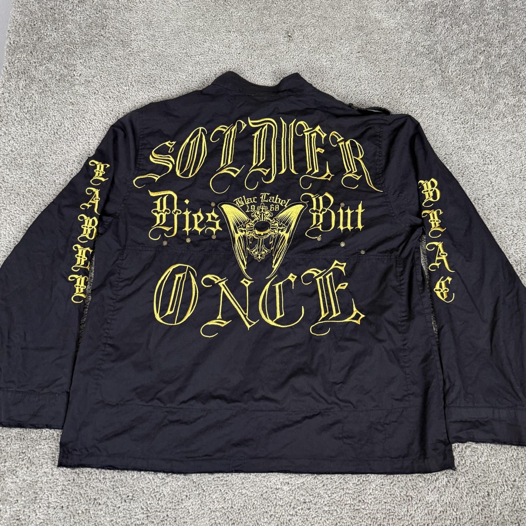 Affliction Blac Label Premium Jacket 4X Mens Black Soldier Dies But Once Military Size US XXL / EU 58 / 5 - 2 Thumbnail