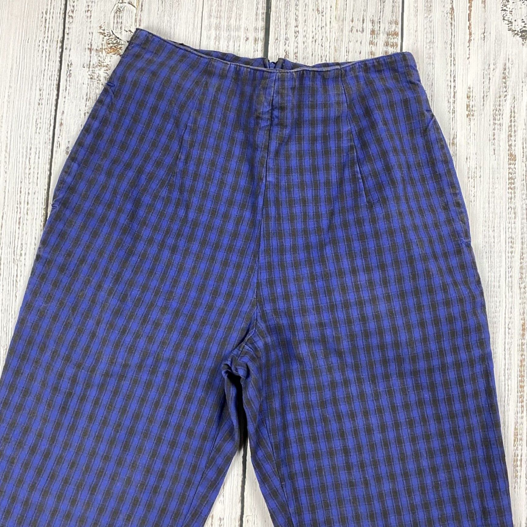 Vintage VINTAGE GENERRA COLLECTION PUNK MOD PANTS Pants Womens 7 Black/Blue 1980s Flat Front Inseam 28.5" Mid Rise GoGo Mod Look Womens Size 28" / US 6 / IT 42 - 2 Thumbnail