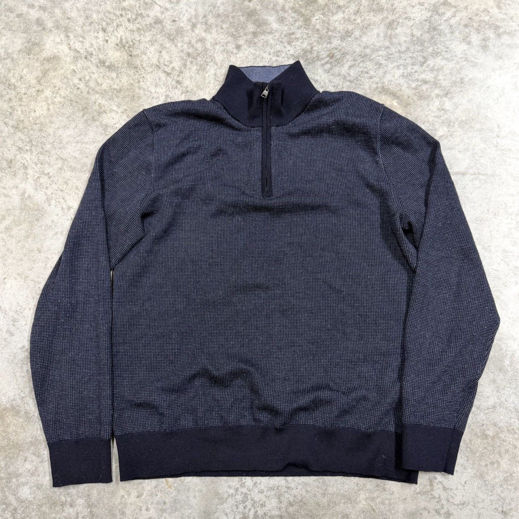 Banana Republic Banana Republic Sweater Mens Large Blue 1/4 Zip Mock Neck Merino Wool Pullover Size US L / EU 52-54 / 3 - 2 Thumbnail
