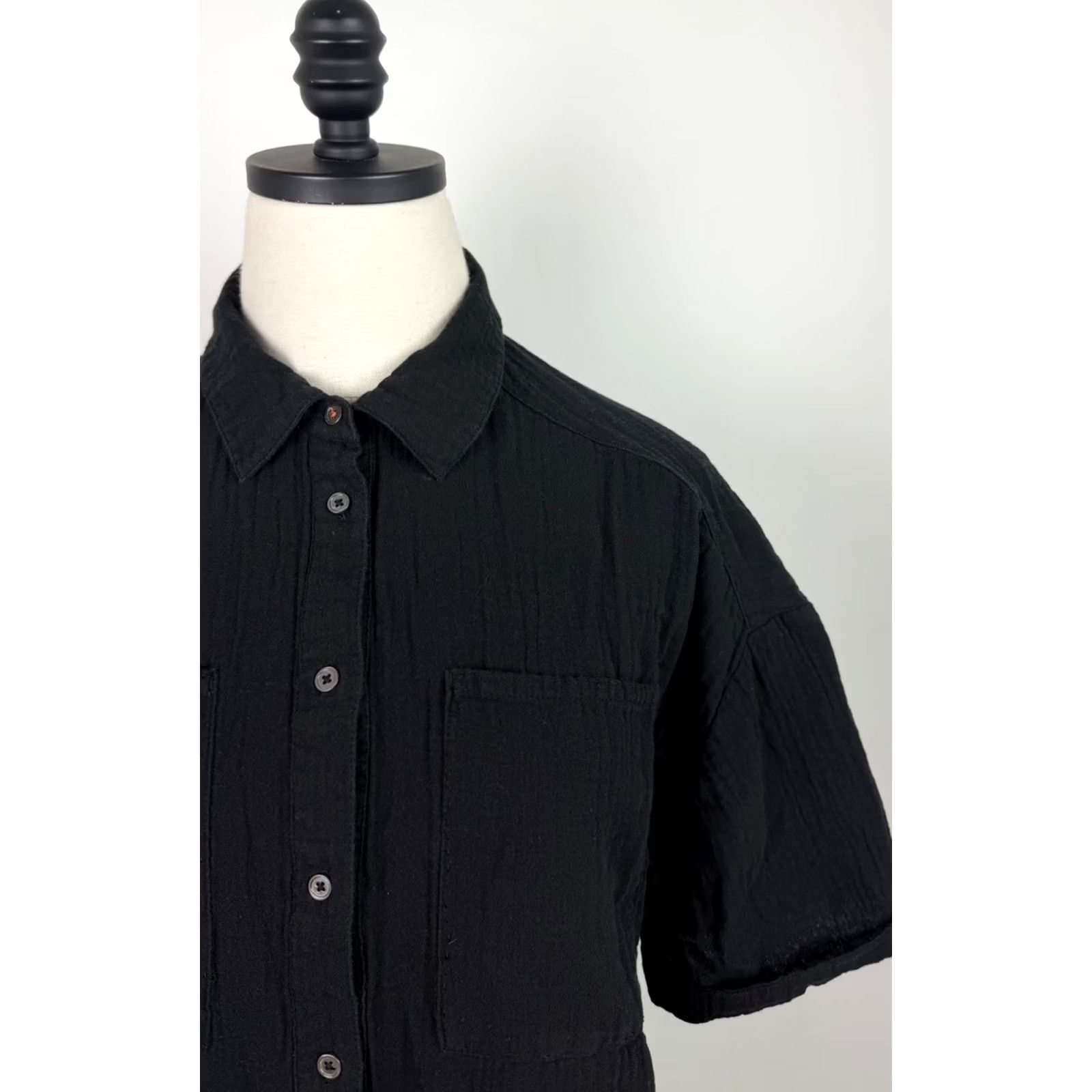 Vintage Sundance Shirt Womens Small Cotton Gauze Black Button Up Top Collared Relaxed Size S / US 4 / IT 40 - 4 Thumbnail