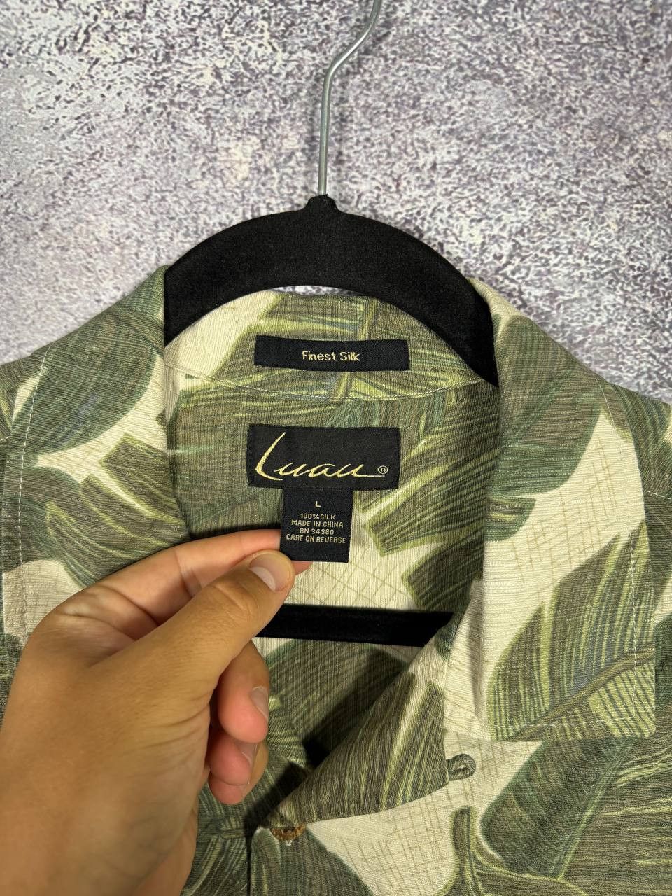 Vintage LUAU Finest Silk Tropical Hawaiian Palm Tree Print Shirt Size US L / EU 52-54 / 3 - 8 Thumbnail