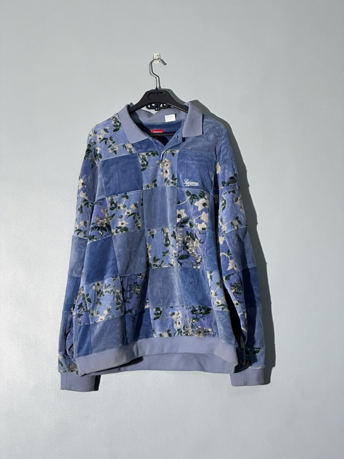 Supreme Floral Patchwork Velour LS Polo | Grailed