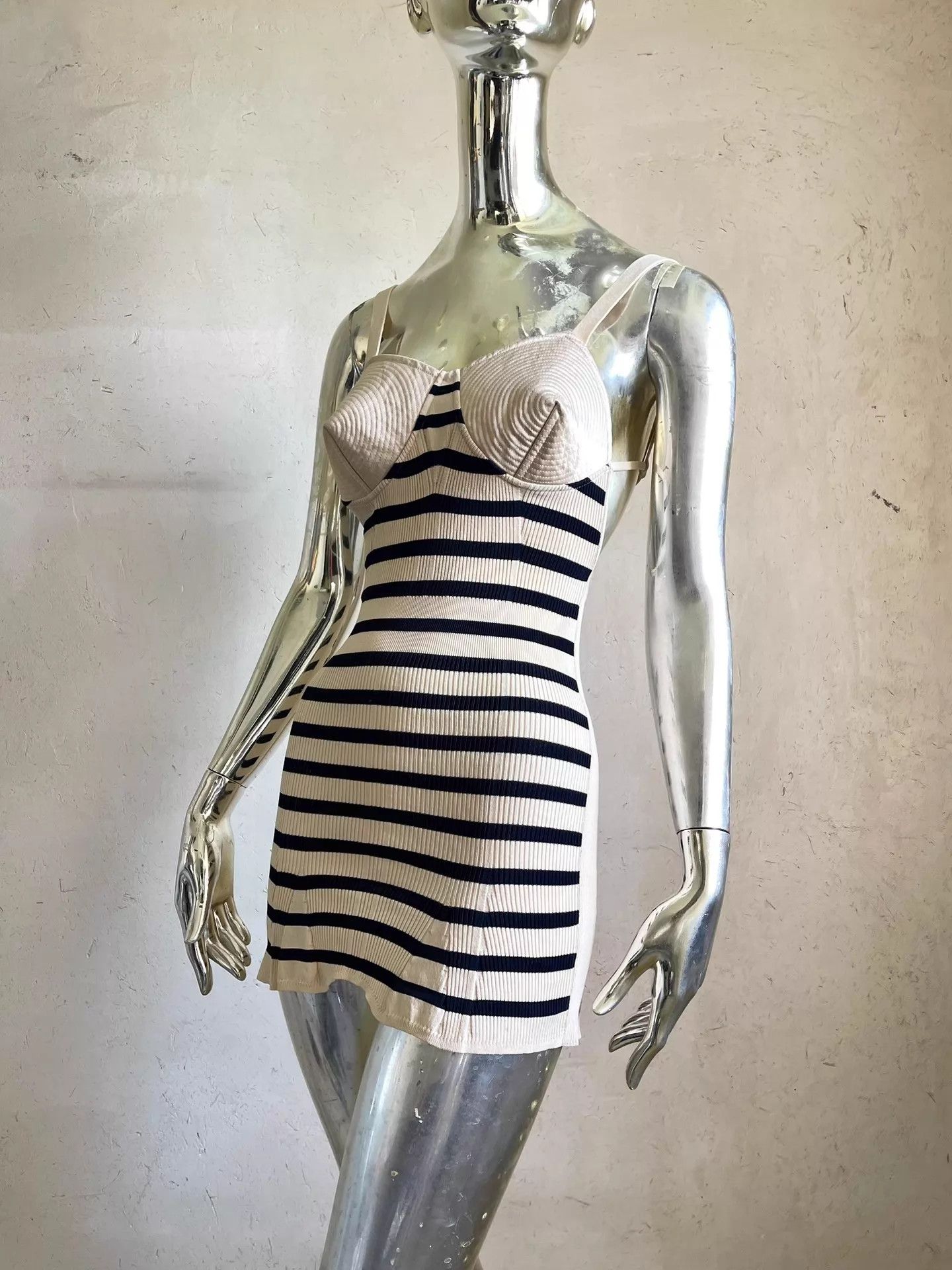 Jean Paul Gaultier JPG Vintage Madonna Runway Cone Bra Striped Open Back Cami Size M / US 6-8 / IT 42-44 - 1 Thumbnail
