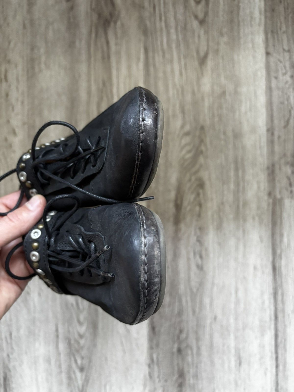 A.S.98 A.S. 98 (AirStep) Leather Studded Low-Heel Shoes – Black Size US 6.5 / IT 36.5 - 3 Thumbnail